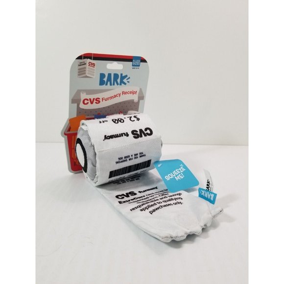 Bark Dog Lot Of 2 Cvs Furmacy Crinkle Receipt Bark Dog Chew Toy